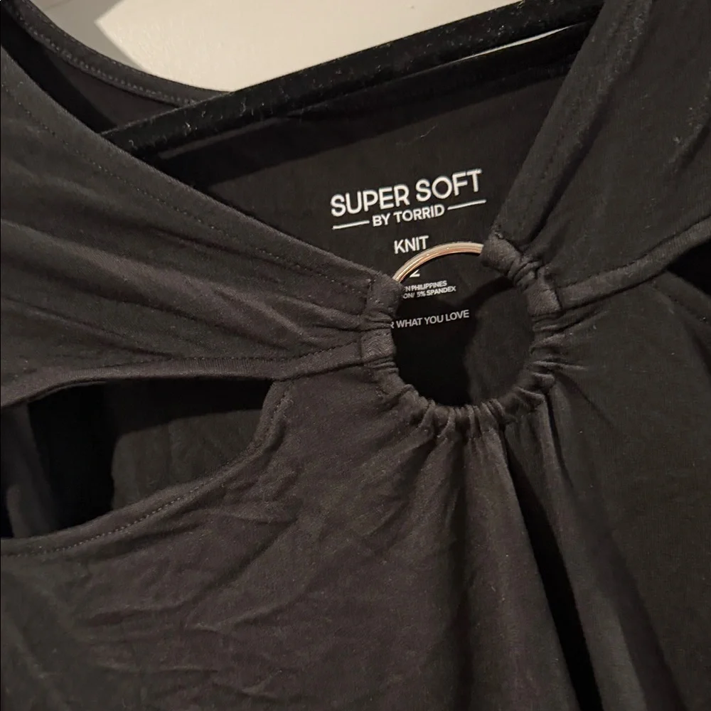 Torrid Black Long Sleeve Top with Ring Detail - Picture 2 of 3